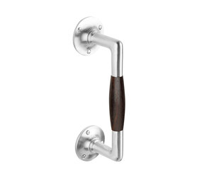 De Oude Deurklink Handgreep palissander 195mm rond rozet mat nikkel De Oude Deurklink Handgreep palissander 195mm rond rozet mat nikkel