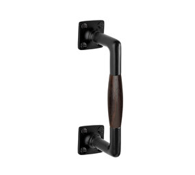 De Oude Deurklink Handgreep palissander 185mm vierkant rozet mat zwart De Oude Deurklink Handgreep palissander 185mm vierkant rozet mat zwart