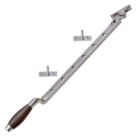 De Oude Deurklink Raamuitzetter retro palissander mat nikkel De Oude Deurklink Raamuitzetter retro palissander mat nikkel