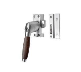 De Oude Deurklink Raamsluiting palissander mat nikkel met slot retro links De Oude Deurklink Raamsluiting palissander mat nikkel met slot retro links