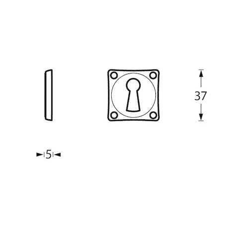 Intersteel Sleutelrozet vierkant Basic nikkel Intersteel Sleutelrozet vierkant Basic nikkel