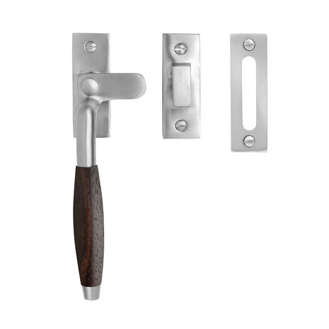 De Oude Deurklink Raamsluiting retro palissander mat nikkel links De Oude Deurklink Raamsluiting retro palissander mat nikkel links