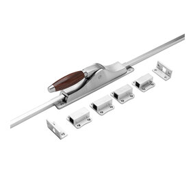 De Oude Deurklink Raam Espagnolet retro palissander met stangenset mat nikkel De Oude Deurklink Raam Espagnolet retro palissander met stangenset mat nikkel