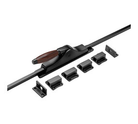 De Oude Deurklink Raam Espagnolet retro palissander met stangenset mat zwart De Oude Deurklink Raam Espagnolet retro palissander met stangenset mat zwart