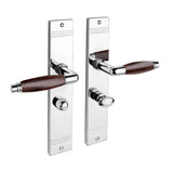 De Oude Deurklink Deurklink retro palissander glanzend nikkel op schild WC slot 63/8 mm