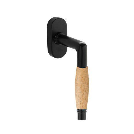 De Oude Deurklink Draai kiep retro mat zwart/eikenhout