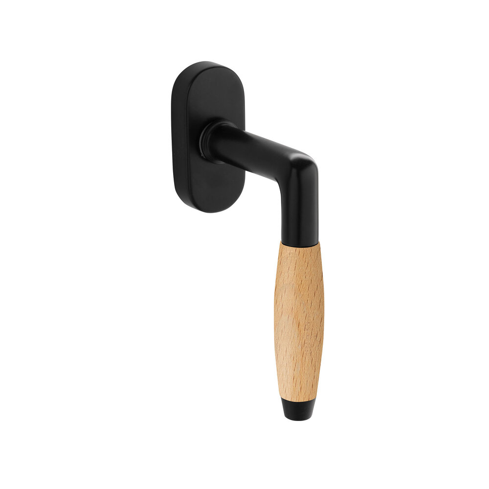 De Oude Deurklink Draai kiep retro mat zwart/eikenhout