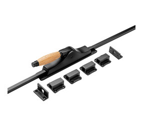 De Oude Deurklink Deur Espagnolet retro mat zwart/eikenhout met stangen set