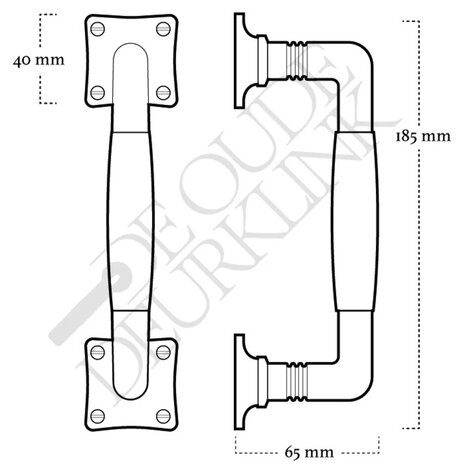 De Oude Deurklink Handgreep 185mm vierkant rozet nikkel/eikenhout De Oude Deurklink Handgreep 185mm vierkant rozet nikkel/eikenhout