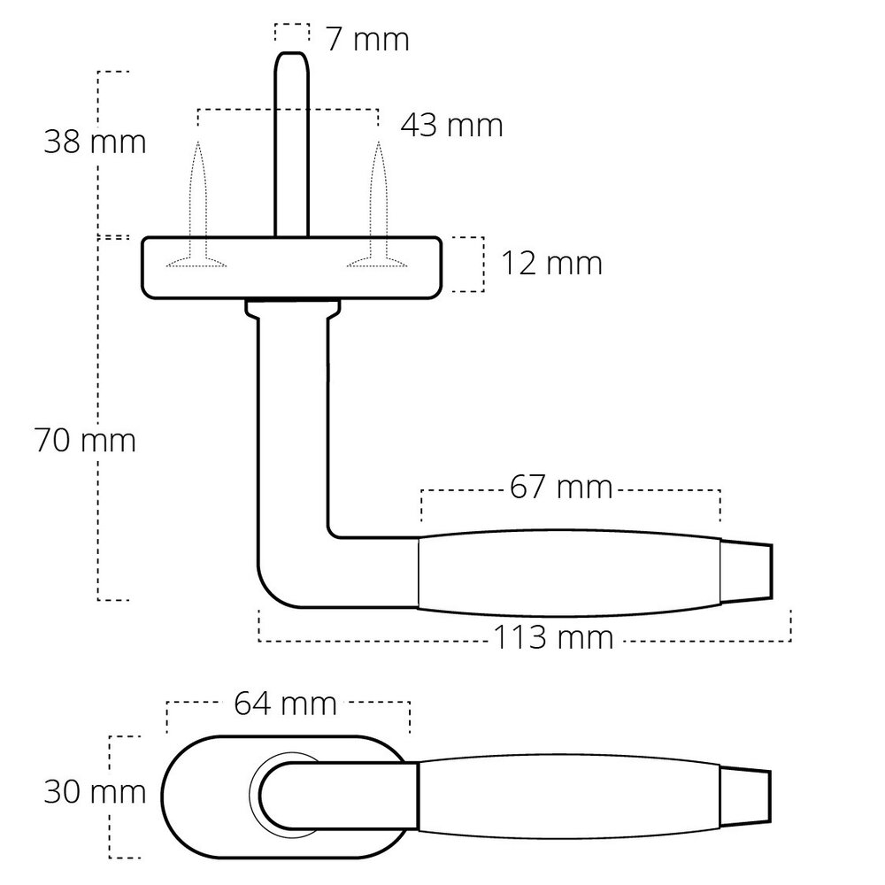 De Oude Deurklink Draai kiep retro mat zwart/eikenhout