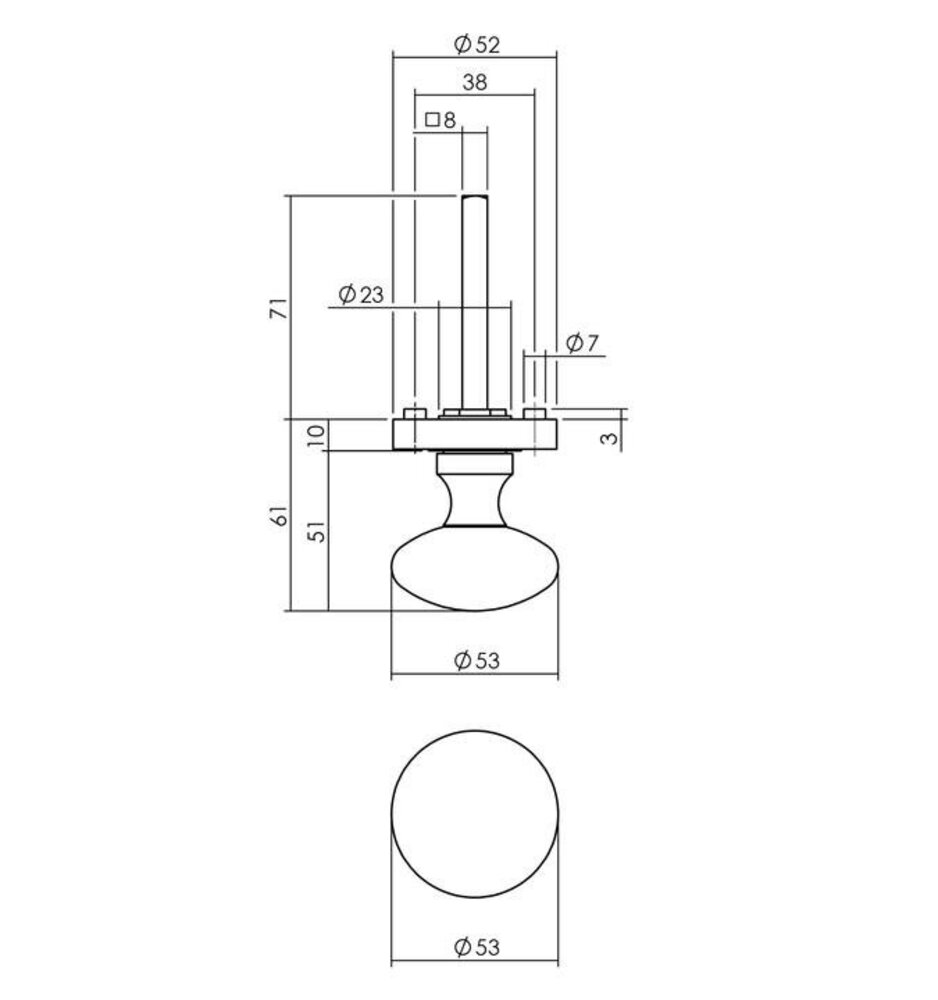 Intersteel Deurknop op rozet 52x10mm zwart Intersteel Deurknop op rozet 52x10mm zwart