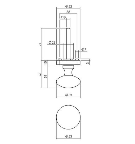 Intersteel Deurknop op rozet 52x10mm zwart Intersteel Deurknop op rozet 52x10mm zwart
