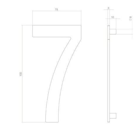 Intersteel Messing getrommeld huisnummer 7 Intersteel Messing getrommeld huisnummer 7