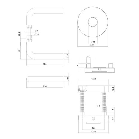 Intersteel Buitendeurbeslag set Luzern met massieve rozetten en SKG3 veiligheidsrozetten PVD messingkleur Intersteel Buitendeurbeslag set Luzern met massieve rozetten en SKG3 veiligheidsrozetten PVD messingkleur