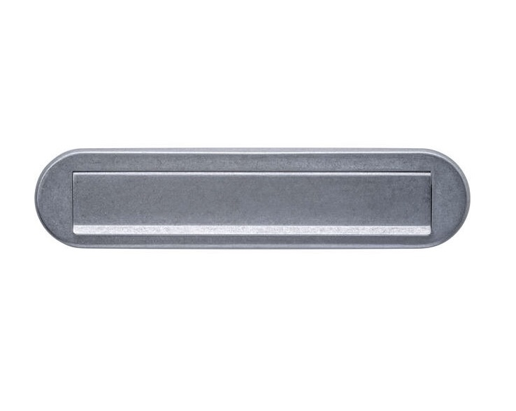 Intersteel Brievenbus ovaal met klep en regenrand getrommeld RVS