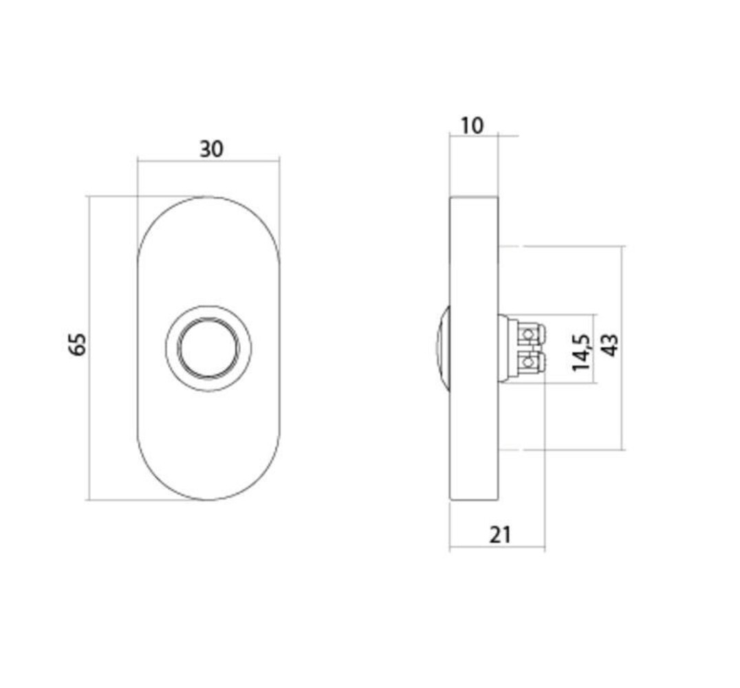 Intersteel Deurbel ovaal 65x30x10mm verdekt rvs getrommeld