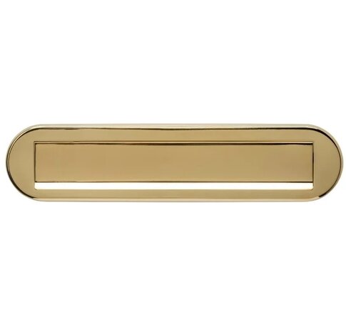 Intersteel Intersteel Brievenbus voordeur ovaal met klep en regenrand PVD messing | De Oude Deurklink Intersteel Intersteel Brievenbus voordeur ovaal met klep en regenrand PVD messing | De Oude Deurklink