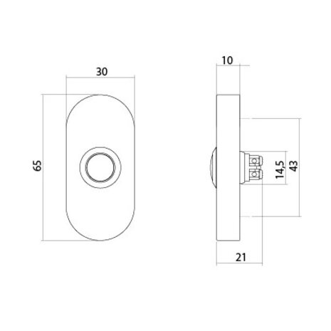 Intersteel Deurbel drukker ovaal verdekt PVD messing Intersteel Deurbel drukker ovaal verdekt PVD messing
