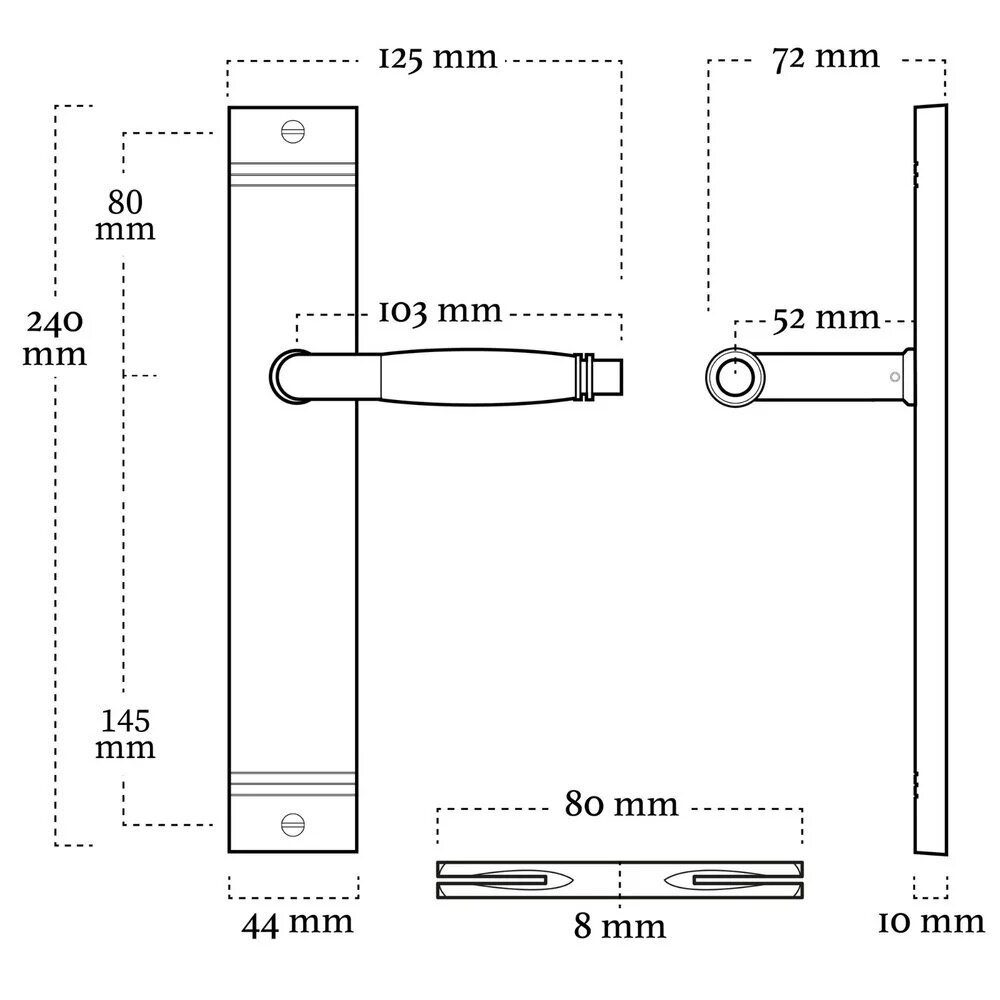 De Oude Deurklink Deurklink Retro palissander zwart op schild