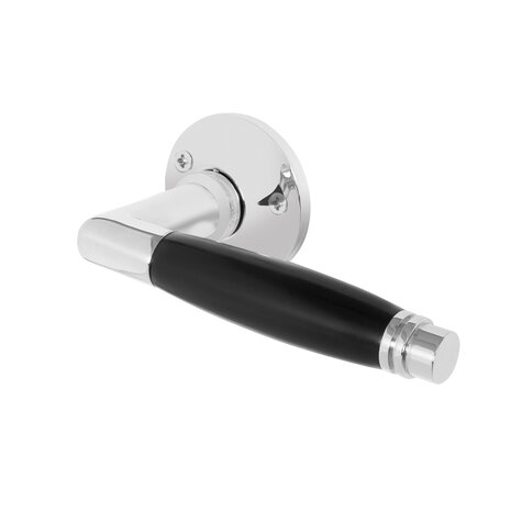 De Oude Deurklink Geveerd Deco in glanzend nikkel met rond rozet