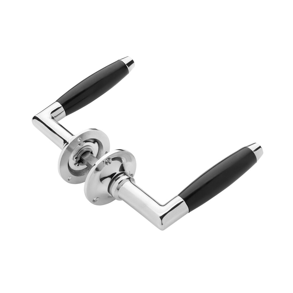 De Oude Deurklink Klassiek geveerd glanzend nikkel rond en sleutelrozet De Oude Deurklink Klassiek geveerd glanzend nikkel rond en sleutelrozet