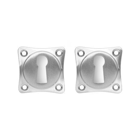 De Oude Deurklink Deurklink Geveerd Klassiek in mat nikkel met vierkant rozet en sleutelrozet