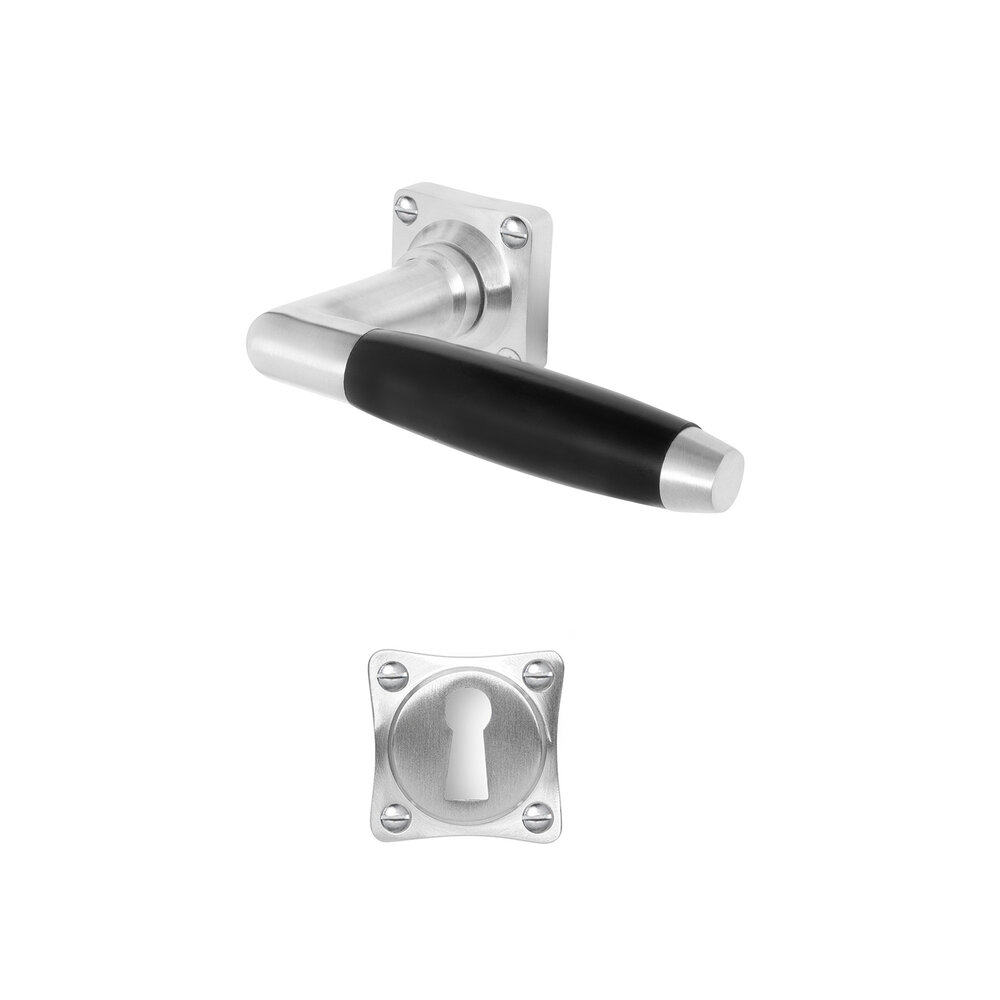 De Oude Deurklink Klassiek geveerd mat nikkel vierkant en sleutelrozet De Oude Deurklink Klassiek geveerd mat nikkel vierkant en sleutelrozet