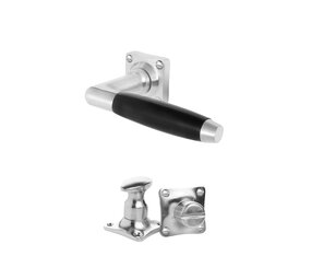 De Oude Deurklink Klassiek geveerd mat nikkel vierkant en wc slot De Oude Deurklink Klassiek geveerd mat nikkel vierkant en wc slot