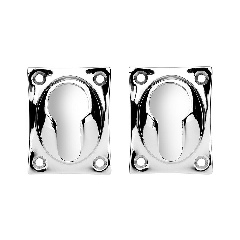 De Oude Deurklink Deurklink Geveerd Klassiek glanzend nikkel vierkant en cilinderrozet | De Oude Deurklink jaren 30 deurbeslag