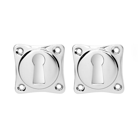 De Oude Deurklink Deurklink Geveerd Klassiek glanzend nikkel vierkant en sleutelrozet | De Oude Deurklink jaren 30 deurbeslag