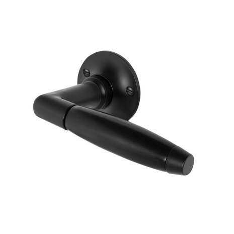 De Oude Deurklink Geveerd klassieke in zwart met rond rozet