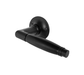 De Oude Deurklink Geveerde deurklink set Deco mat zwart rond