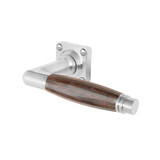 De Oude Deurklink Deurklink Retro palissander geveerd in mat nikkel met vierkant rozet De Oude Deurklink Deurklink Retro palissander geveerd in mat nikkel met vierkant rozet