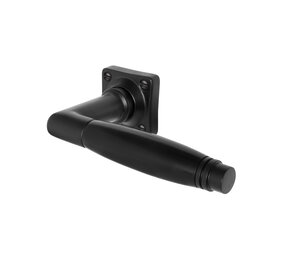 De Oude Deurklink Deurklink Deco geveerd zwart met vierkante rozet De Oude Deurklink Deurklink Deco geveerd zwart met vierkante rozet