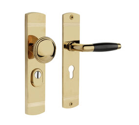 De Oude Deurklink Retro buitendeurbeslag knop/klink PC55 glanzend messing