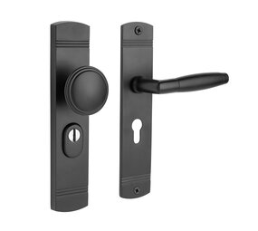 De Oude Deurklink Retro buitendeurbeslag knop/klink PC55 zwart De Oude Deurklink Retro buitendeurbeslag knop/klink PC55 zwart