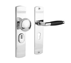 De Oude Deurklink Retro buitendeurbeslag knop/klink PC55 glanzend nikkel De Oude Deurklink Retro buitendeurbeslag knop/klink PC55 glanzend nikkel