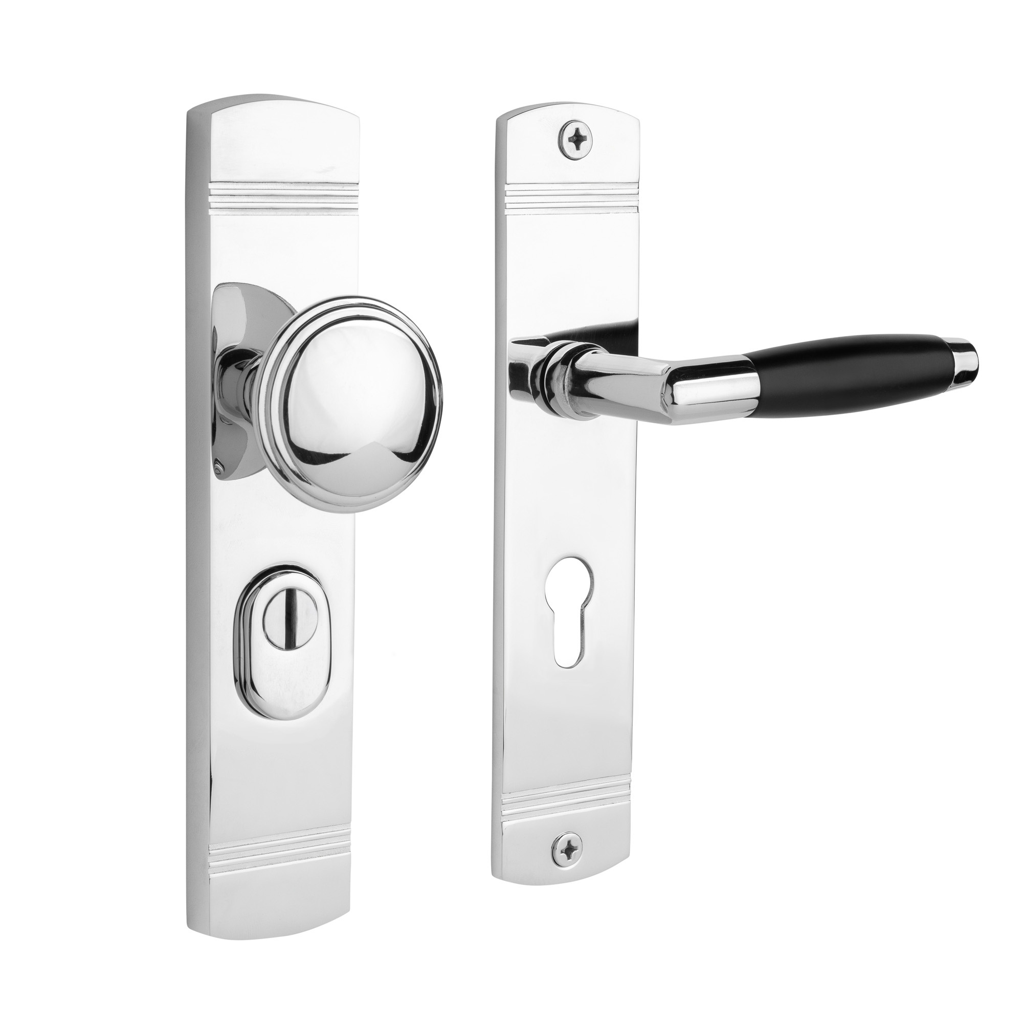 De Oude Deurklink Retro buitendeurbeslag knop klink PC72 glanzend nikkel