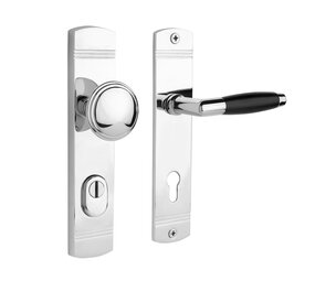 De Oude Deurklink Retro buitendeurbeslag knop/klink PC92 glanzend nikkel