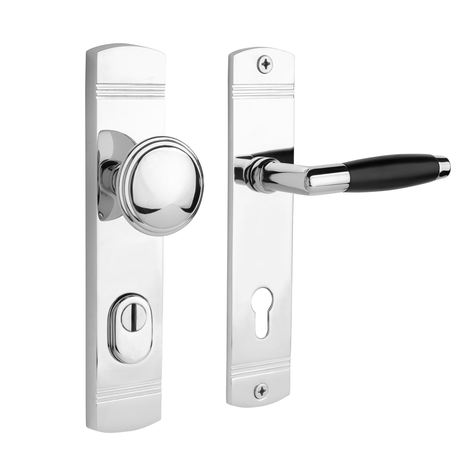 De Oude Deurklink Retro buitendeurbeslag knop klink PC92 glanzend nikkel