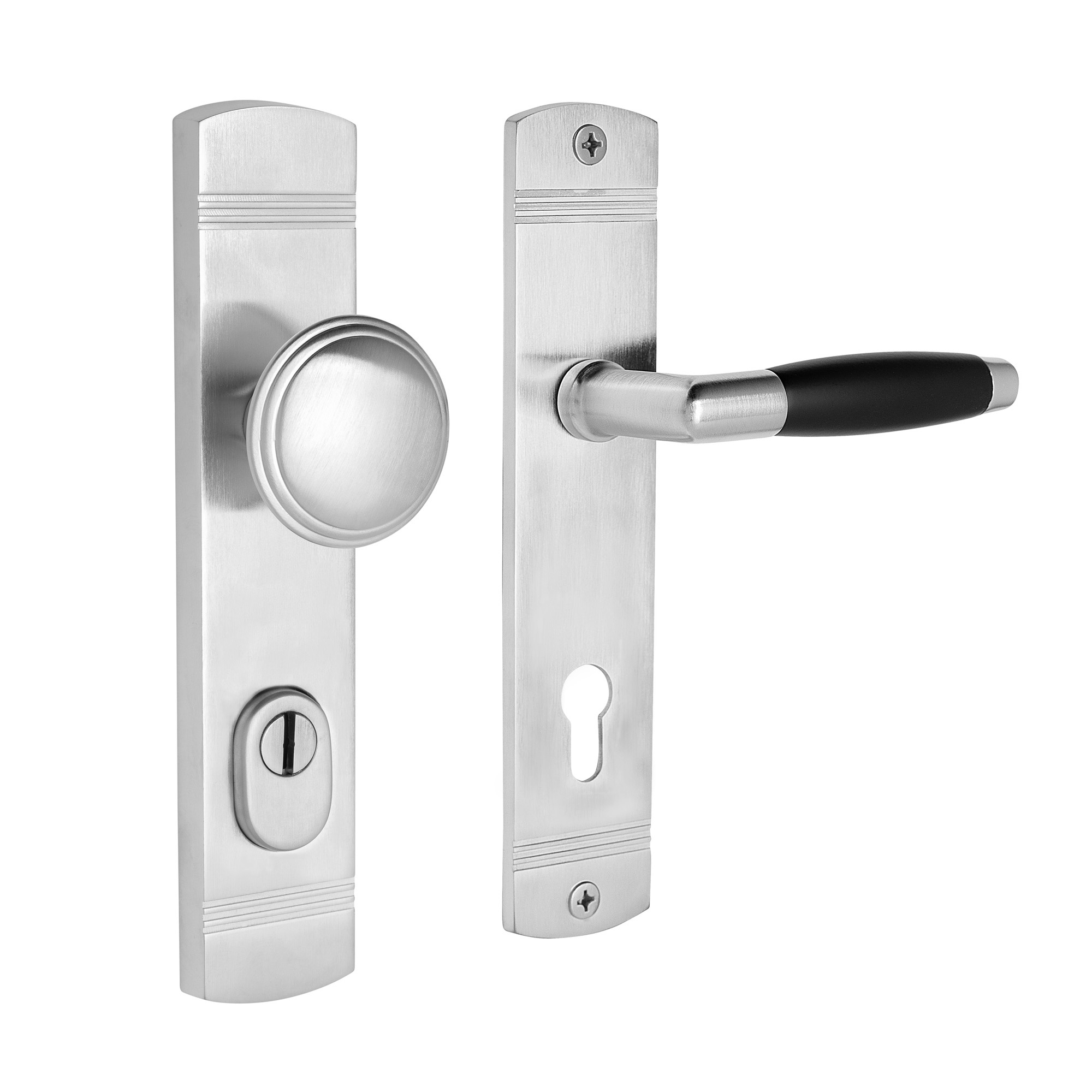 De Oude Deurklink Retro buitendeurbeslag knop/klink PC92 mat nikkel