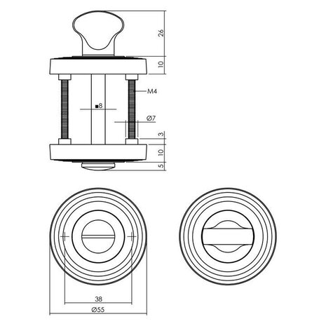 Intersteel Intersteel WC-slot PVD messingkleur verdekt badkamer toilet deurbeslag | De Oude Deurklink jaren 30 deurbeslag Intersteel Intersteel WC-slot PVD messingkleur verdekt badkamer toilet deurbeslag | De Oude Deurklink jaren 30 deurbeslag