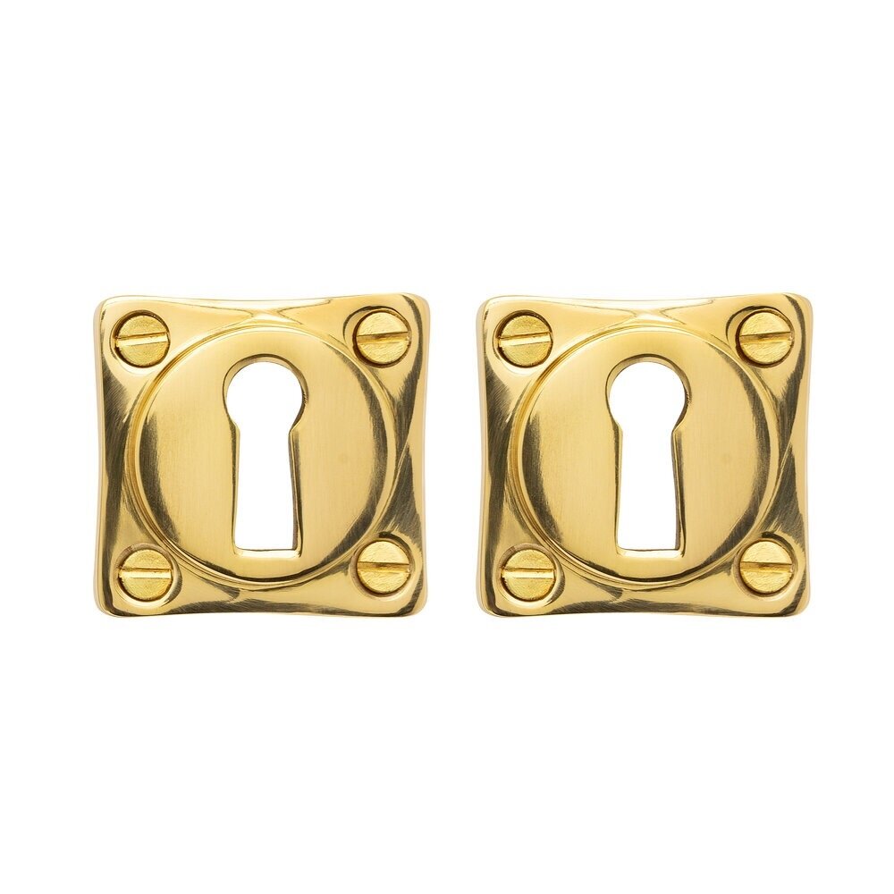 De Oude Deurklink Deurklink klassiek geveerd, messing gelakt, sleutelrozet, vierkant De Oude Deurklink Deurklink klassiek geveerd, messing gelakt, sleutelrozet, vierkant