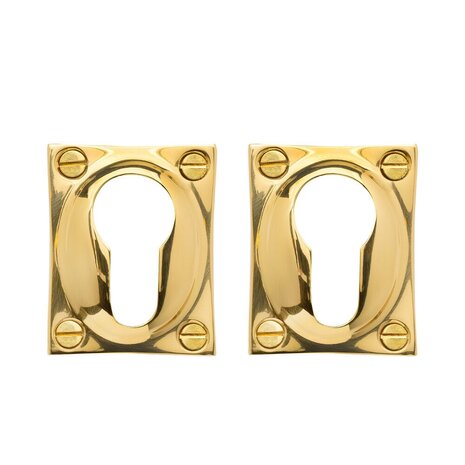 De Oude Deurklink Deurklink klassiek geveerd, messing gelakt, cilinderrozet, vierkant De Oude Deurklink Deurklink klassiek geveerd, messing gelakt, cilinderrozet, vierkant