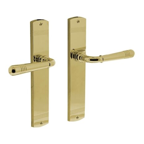 Intersteel Deurklink Helena op schild 235x45x8 mm blind messing gelakt Intersteel Deurklink Helena op schild 235x45x8 mm blind messing gelakt