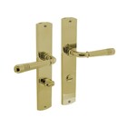 Intersteel Deurklink Helena op schild 235x45x8 mm met wc63/8 mm messing gelakt