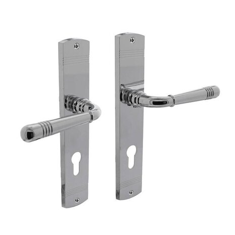 Intersteel Deurklink Helena op schild profielcilindergat 55mm chroom Intersteel Deurklink Helena op schild profielcilindergat 55mm chroom