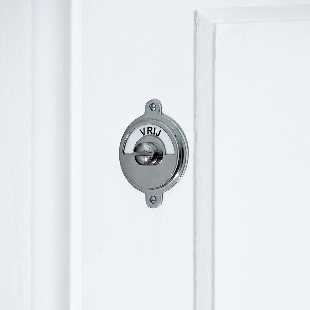 De Oude Deurklink Glanzend nikkel WC sluiting met vrij-bezet plaat De Oude Deurklink Glanzend nikkel WC sluiting met vrij-bezet plaat