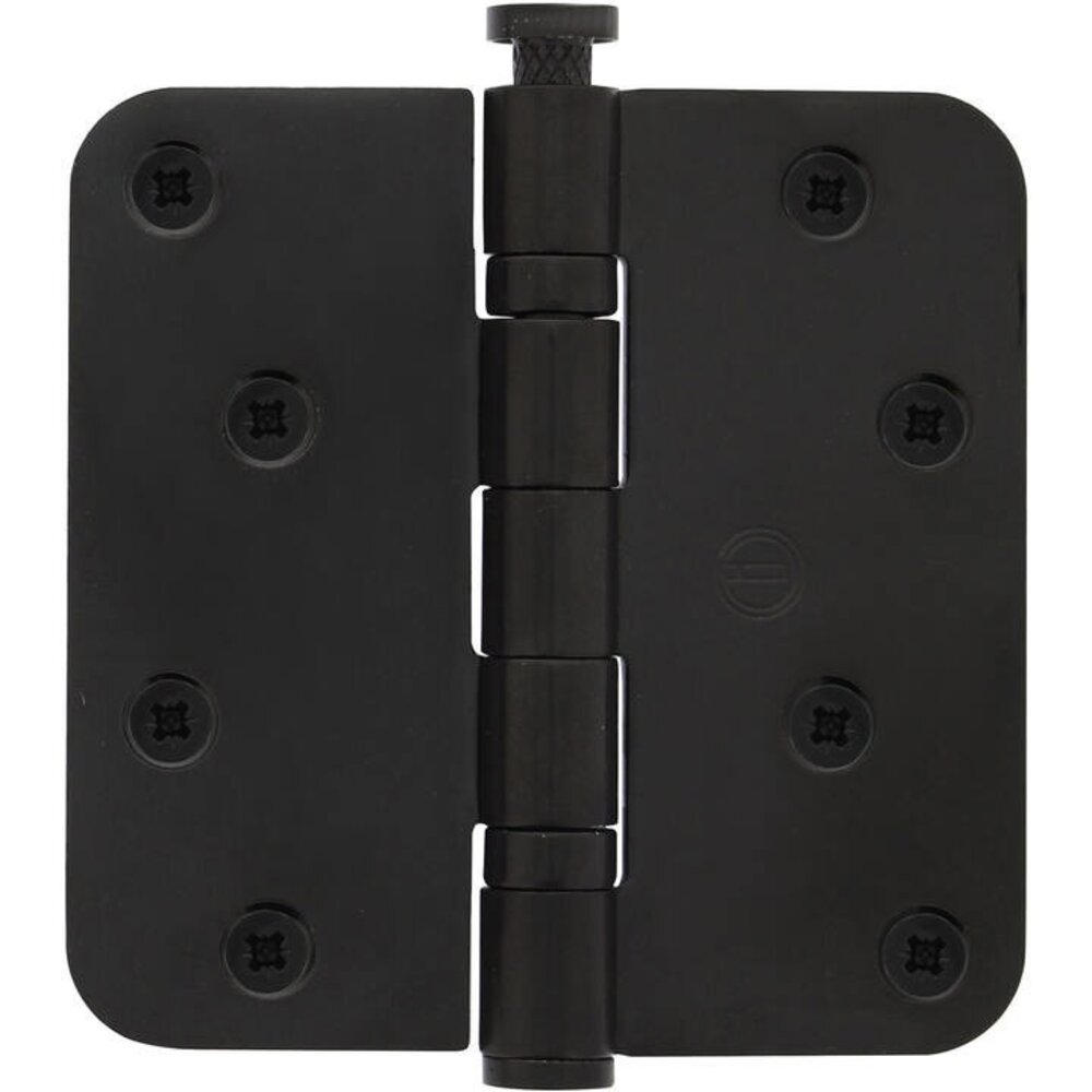 Intersteel Kogellagerscharnier ronde hoeken 89x89mm RVS zwart tot 70 kilo | De Oude Deurklink jaren 30 deurbeslag