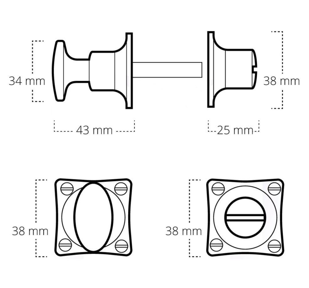 De Oude Deurklink WC Slot Draaiknop glanzend nikkel | De Oude Deurklink jaren 30 toiletsluiting De Oude Deurklink WC Slot Draaiknop glanzend nikkel | De Oude Deurklink jaren 30 toiletsluiting